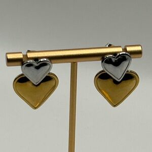 18k Gold over Stainless Steel Heart Earrings